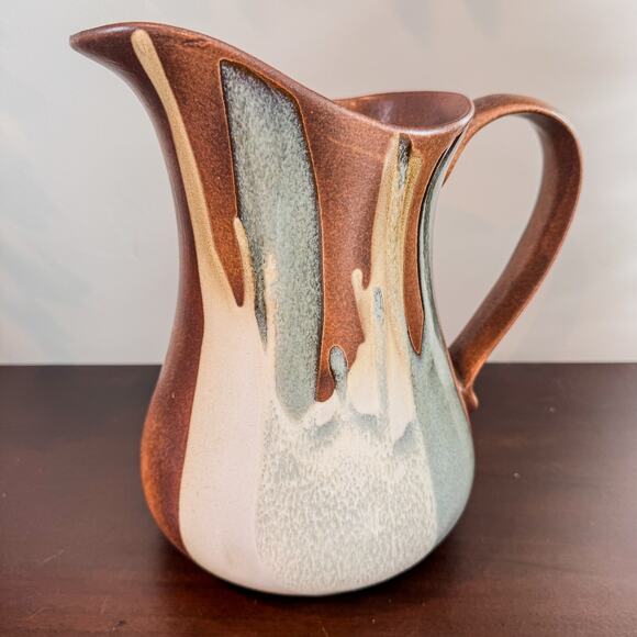 1960's Vintage, Robert Maxwell Drip Glaze Pitcher by Pottery Craft USA, 9"